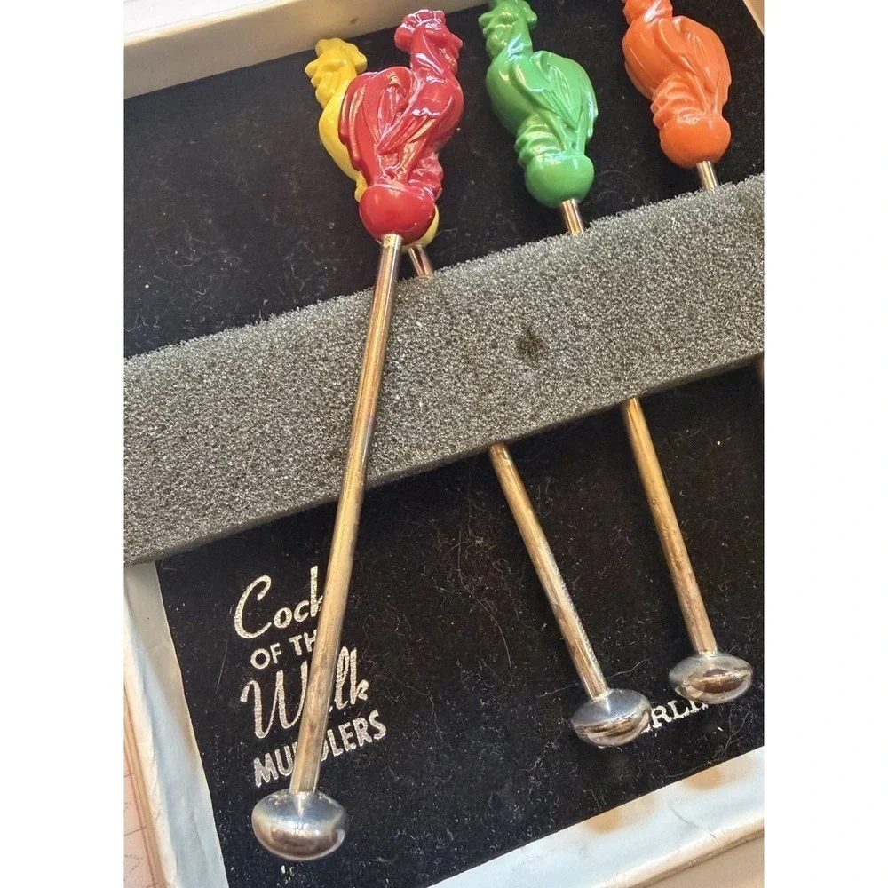 Gorham Sterling Silver Rooster Walk Cocktail Stirrers Muddlers Set
